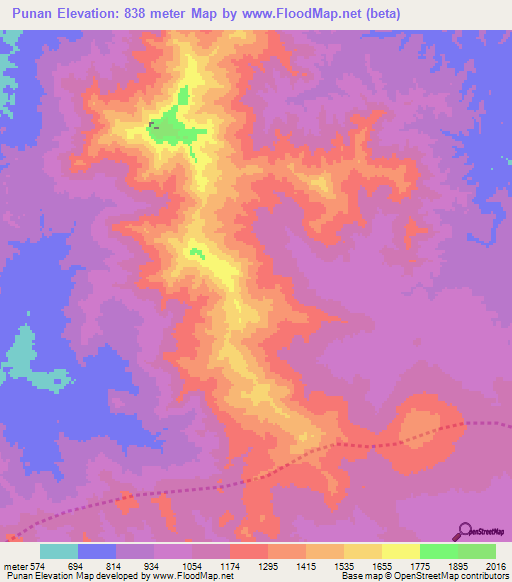 Punan,Indonesia Elevation Map