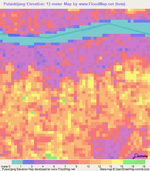 Pulaukijang,Indonesia Elevation Map