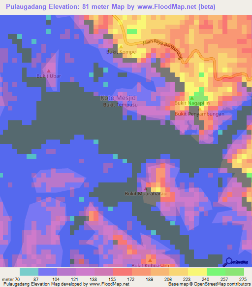 Pulaugadang,Indonesia Elevation Map