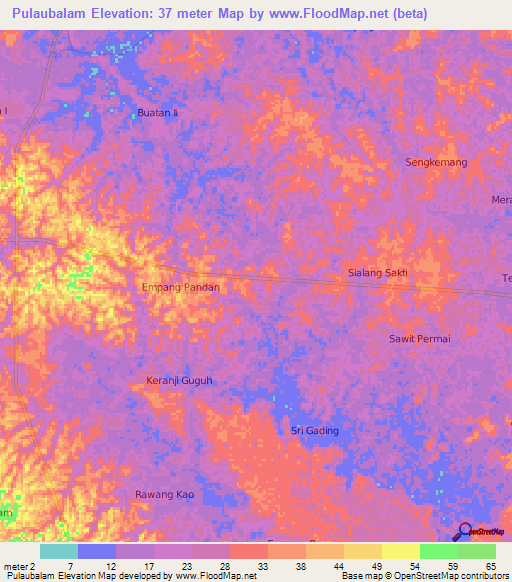 Pulaubalam,Indonesia Elevation Map