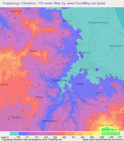 Pugubengo,Indonesia Elevation Map