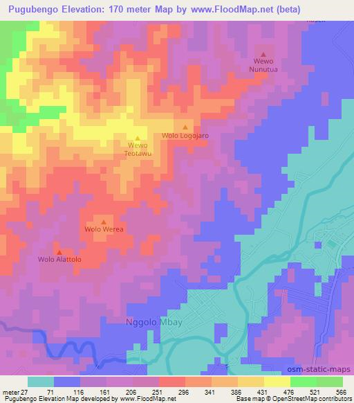 Pugubengo,Indonesia Elevation Map