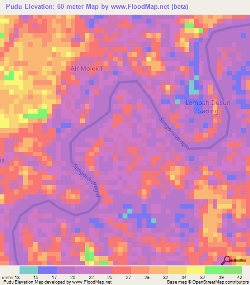 Pudu,Indonesia Elevation Map