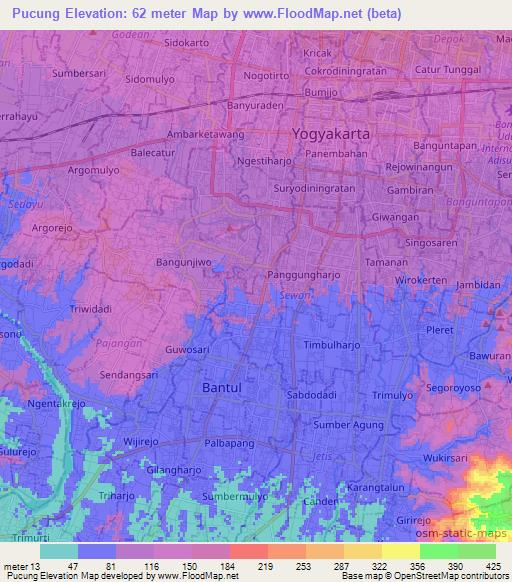 Pucung,Indonesia Elevation Map