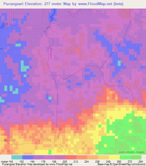 Pucangsari,Indonesia Elevation Map