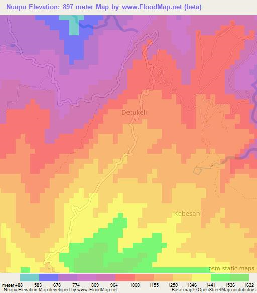 Nuapu,Indonesia Elevation Map