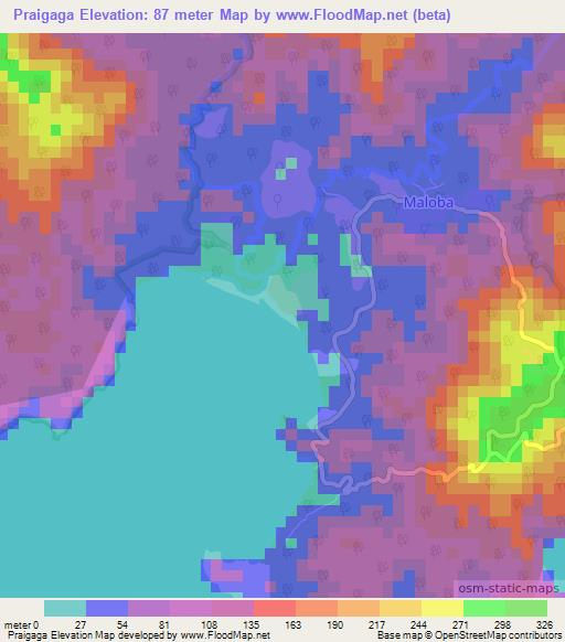 Praigaga,Indonesia Elevation Map