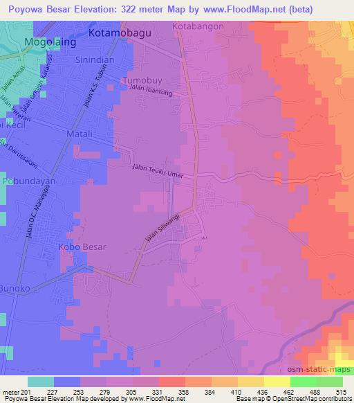 Poyowa Besar,Indonesia Elevation Map