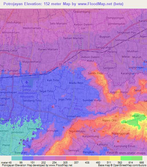 Potrojayan,Indonesia Elevation Map