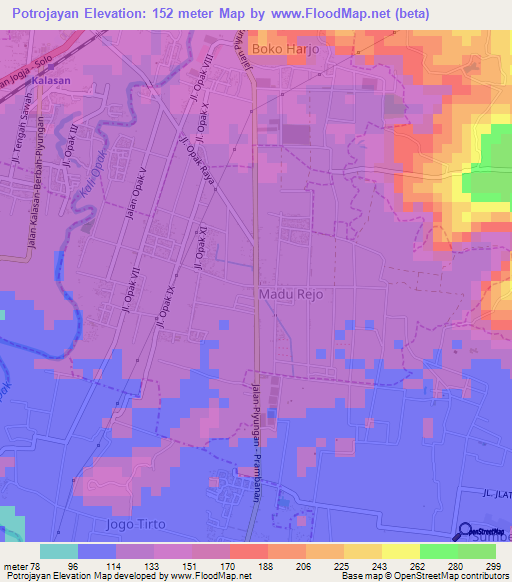 Potrojayan,Indonesia Elevation Map