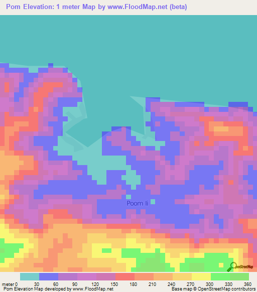 Pom,Indonesia Elevation Map