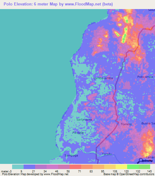 Polo,Indonesia Elevation Map