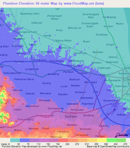 Plumbon,Indonesia Elevation Map