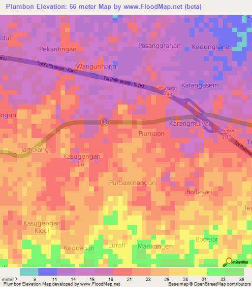 Plumbon,Indonesia Elevation Map