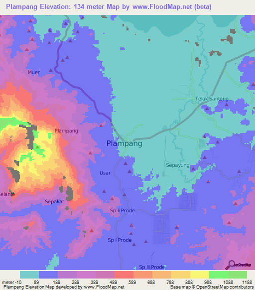 Plampang,Indonesia Elevation Map