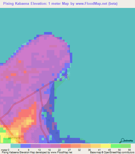 Pising Kabaena,Indonesia Elevation Map