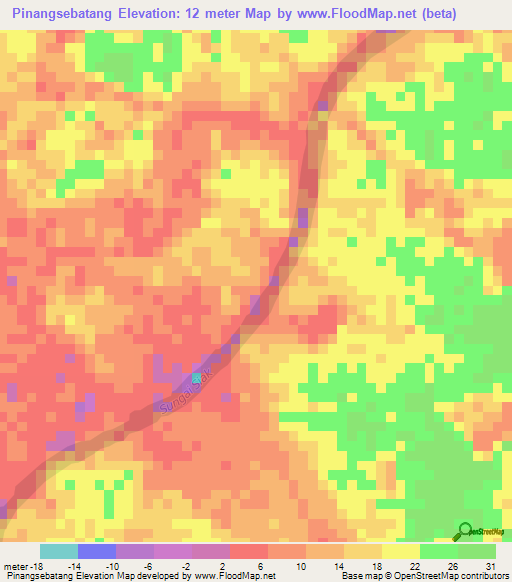 Pinangsebatang,Indonesia Elevation Map