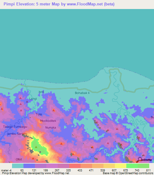 Pimpi,Indonesia Elevation Map