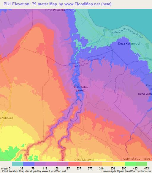 Piki,Indonesia Elevation Map