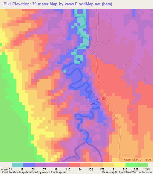 Piki,Indonesia Elevation Map