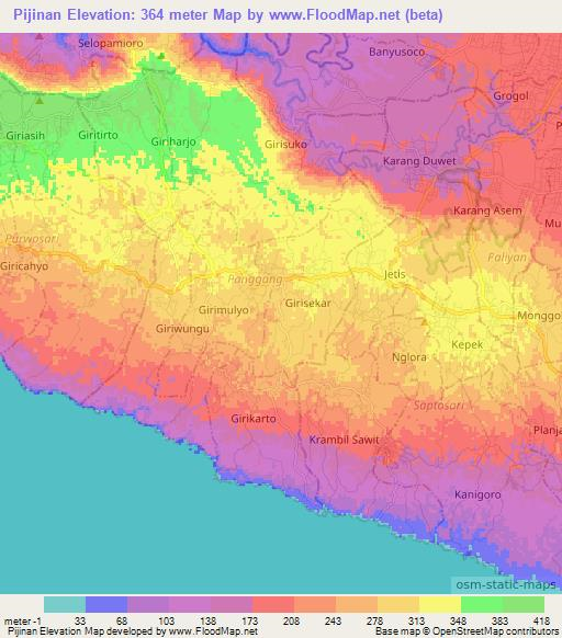 Pijinan,Indonesia Elevation Map