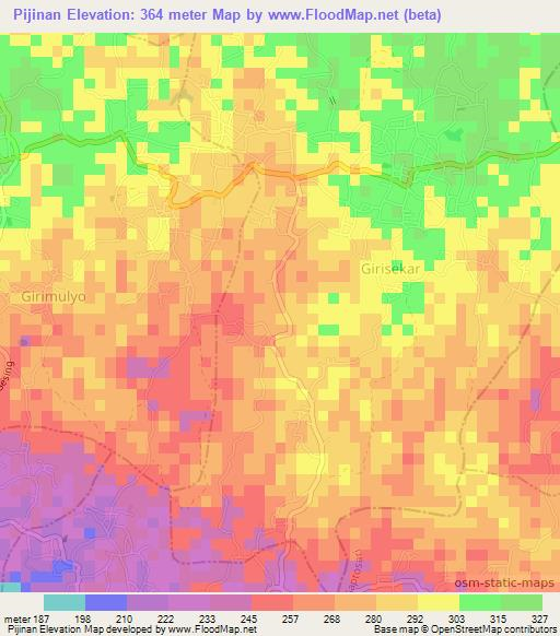 Pijinan,Indonesia Elevation Map