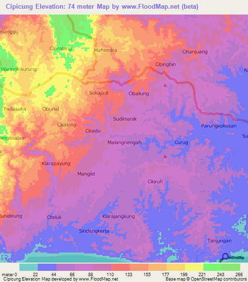 Cipicung,Indonesia Elevation Map