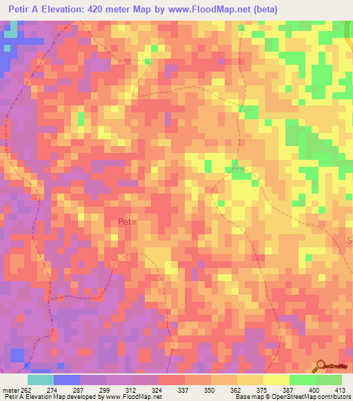 Petir A,Indonesia Elevation Map