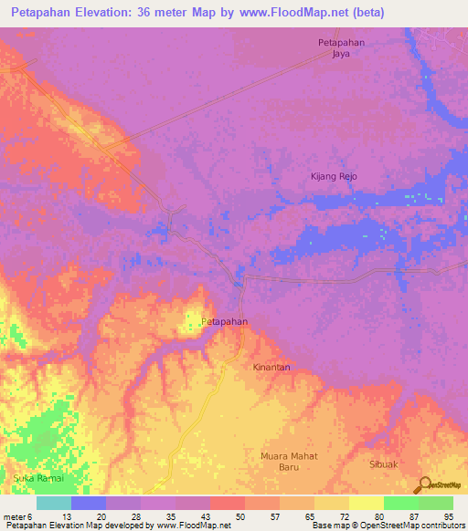 Petapahan,Indonesia Elevation Map