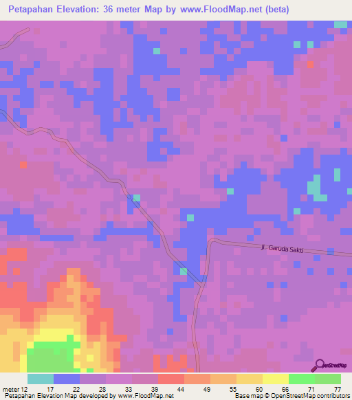 Petapahan,Indonesia Elevation Map