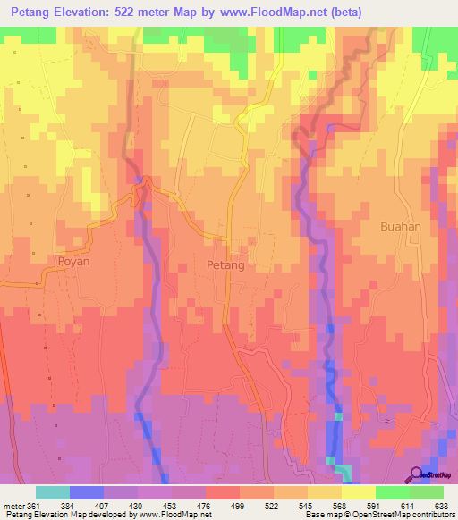 Petang,Indonesia Elevation Map