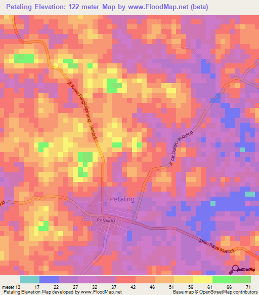 Petaling,Indonesia Elevation Map