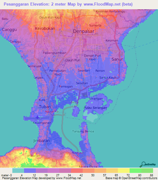 Pesanggaran,Indonesia Elevation Map