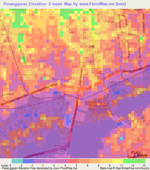 Pesanggaran,Indonesia Elevation Map