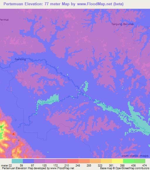 Pertemuan,Indonesia Elevation Map