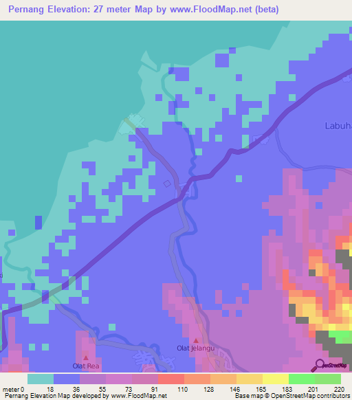 Pernang,Indonesia Elevation Map