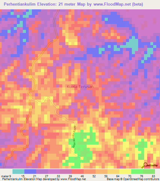 Perhentiankulim,Indonesia Elevation Map