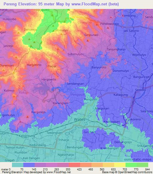 Pereng,Indonesia Elevation Map