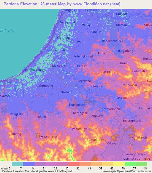 Perdana,Indonesia Elevation Map