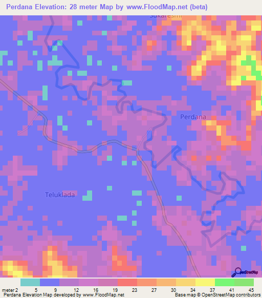 Perdana,Indonesia Elevation Map