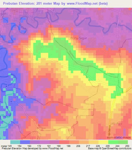 Prebutan,Indonesia Elevation Map