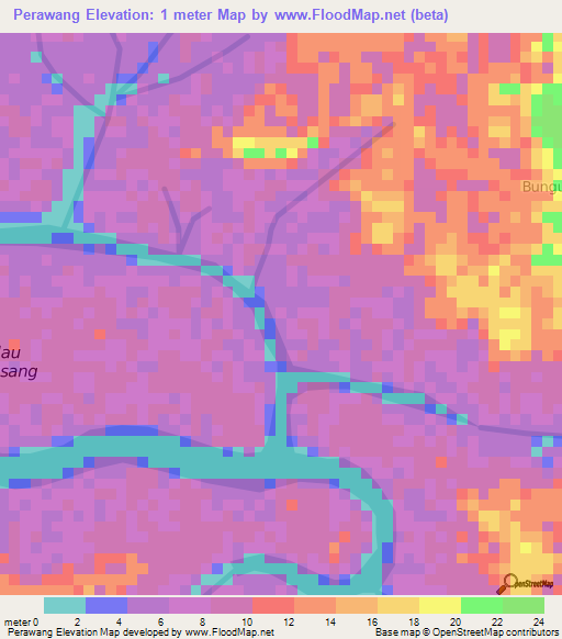 Perawang,Indonesia Elevation Map