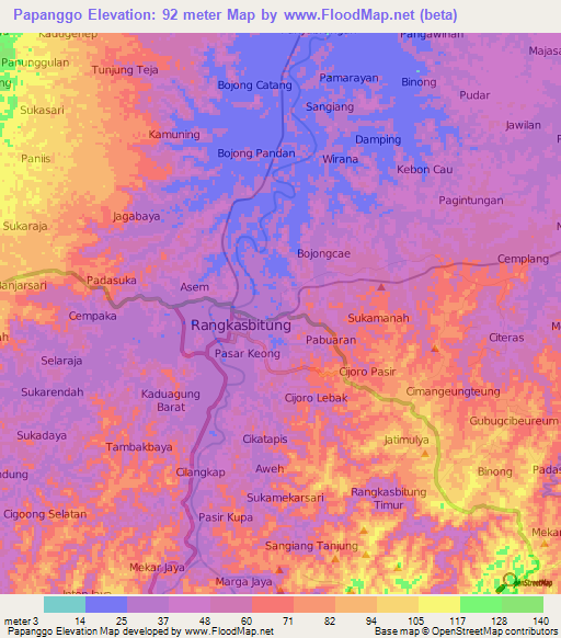 Papanggo,Indonesia Elevation Map