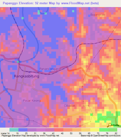 Papanggo,Indonesia Elevation Map