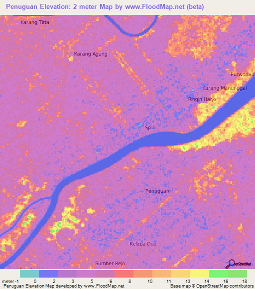 Penuguan,Indonesia Elevation Map