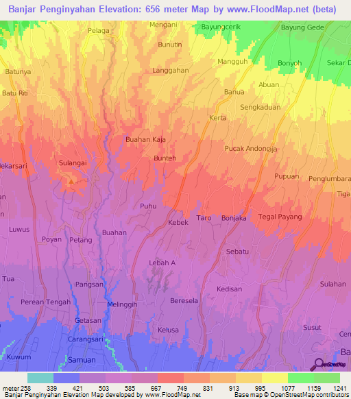 Banjar Penginyahan,Indonesia Elevation Map