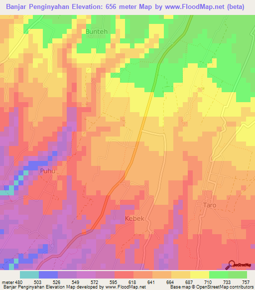 Banjar Penginyahan,Indonesia Elevation Map