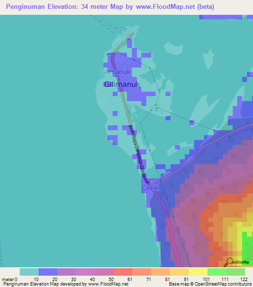 Penginuman,Indonesia Elevation Map