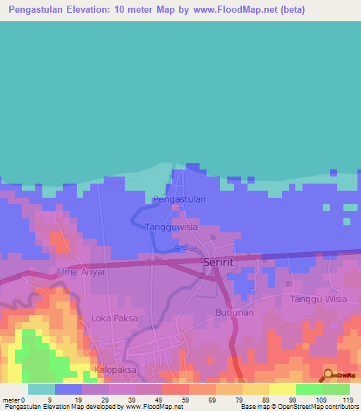 Pengastulan,Indonesia Elevation Map