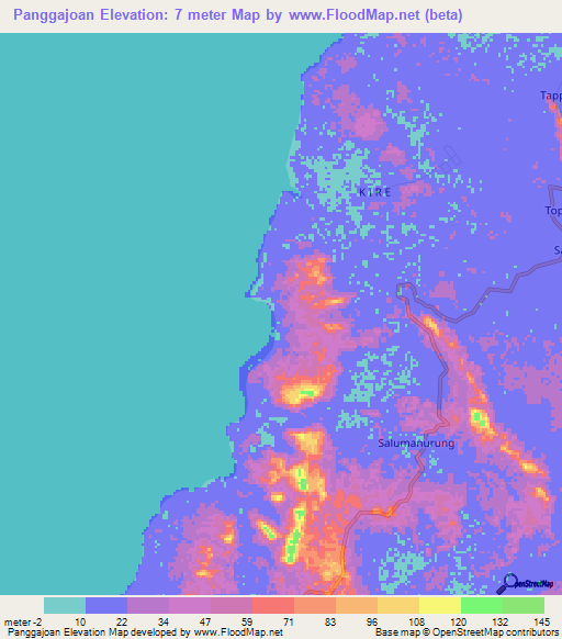 Panggajoan,Indonesia Elevation Map